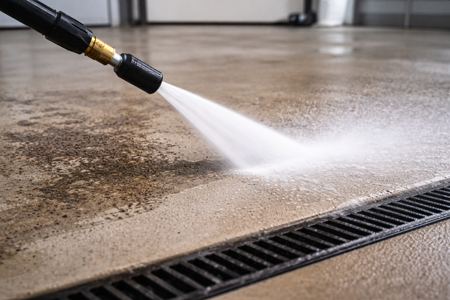 Parking garage pressure washing